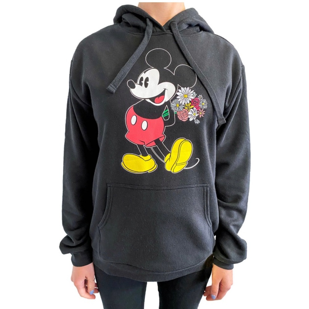 NWT Womens Disney Floral Embroidery Mickey Mouse Hoodie SZ M